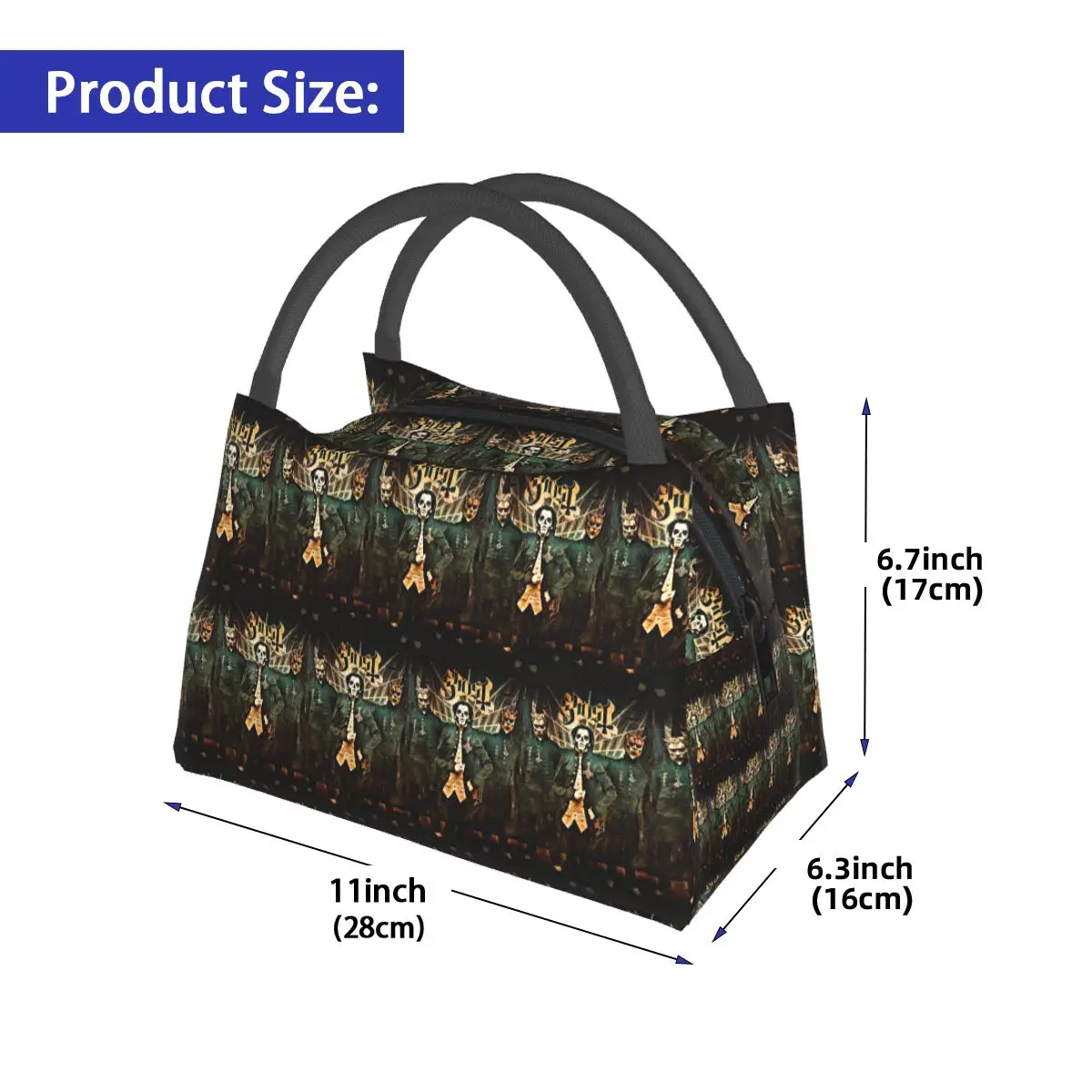 Ghost B.C. Band Insulated Lunch Bag for School Bento Storage Food Boxes Leakproof Container Cooler Thermal Lunch Box Tote