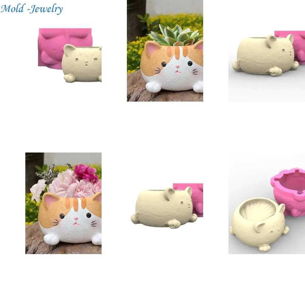 

69HB Flower Pots Silicone Mold Vase Concrete Candlestick Resin Mould DIY Craft