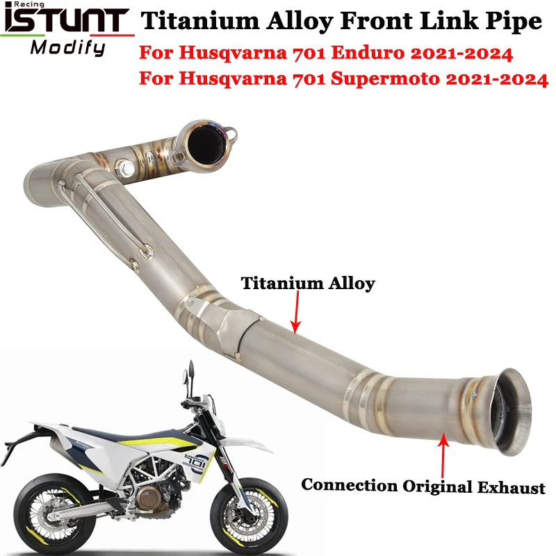 Motorcycle Exhaust Escape Titanium Alloy Slip On For Husqvarna Supermoto 701 Enduro 2021-2024 Front Link Pipe Header Tube System