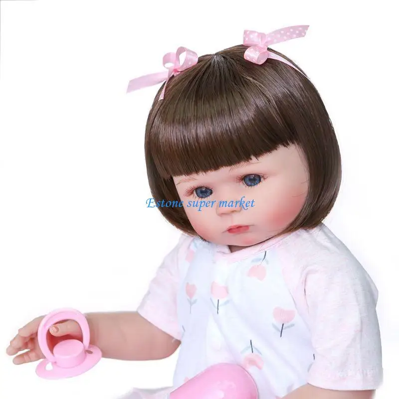 

090B 47cm Realistic for Doll Full Soft Vinyl Toddler Babies Blue Eye Girl Accompany Toy Birthday Christmas Gifts