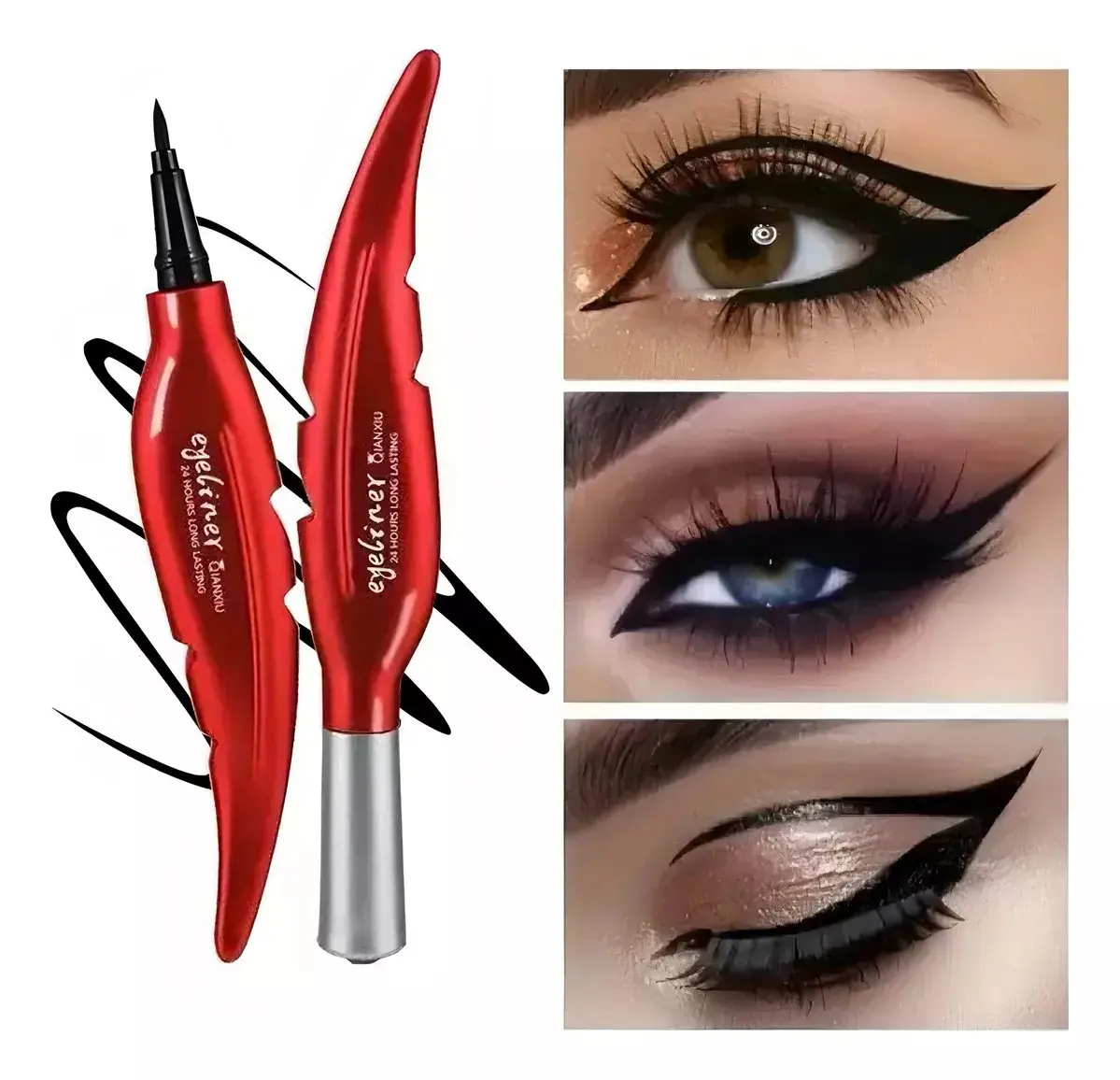 Eyeliners Indelible Feather 24 Hours Great Coverage and Fixation Defines Your Eyes Long Lasting Waterproof
