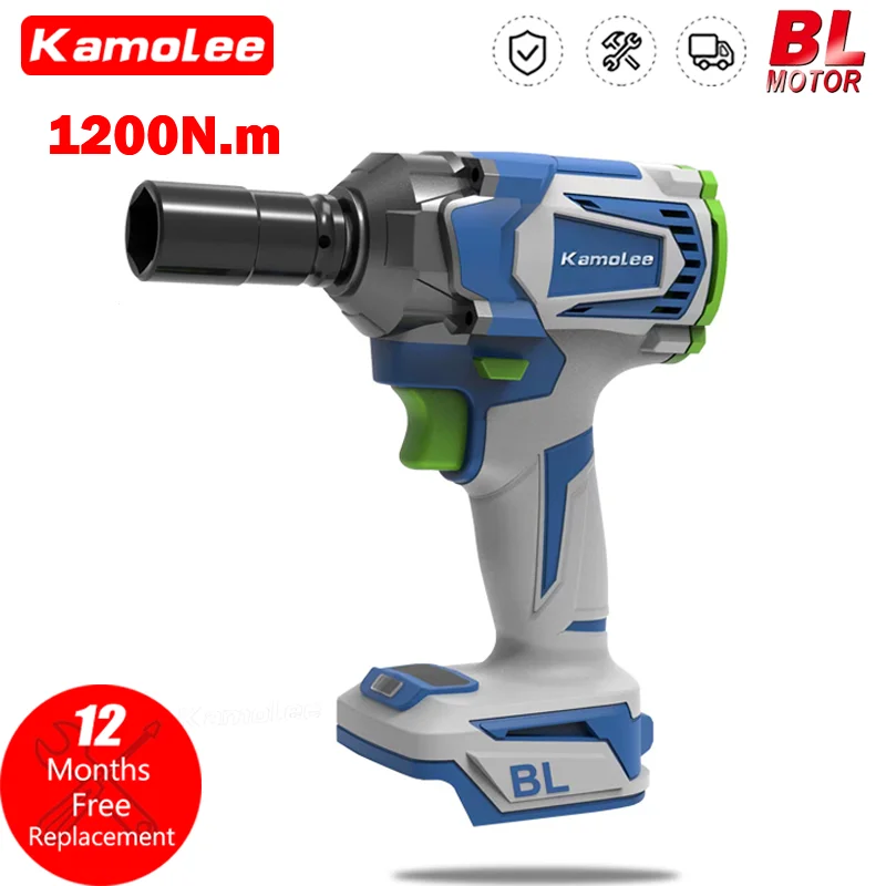 Kamolee Electric Wrench DTW500 Brushless Cordless 1200 N.m Included Battery and Charger Compatible with 18V Makita Battery