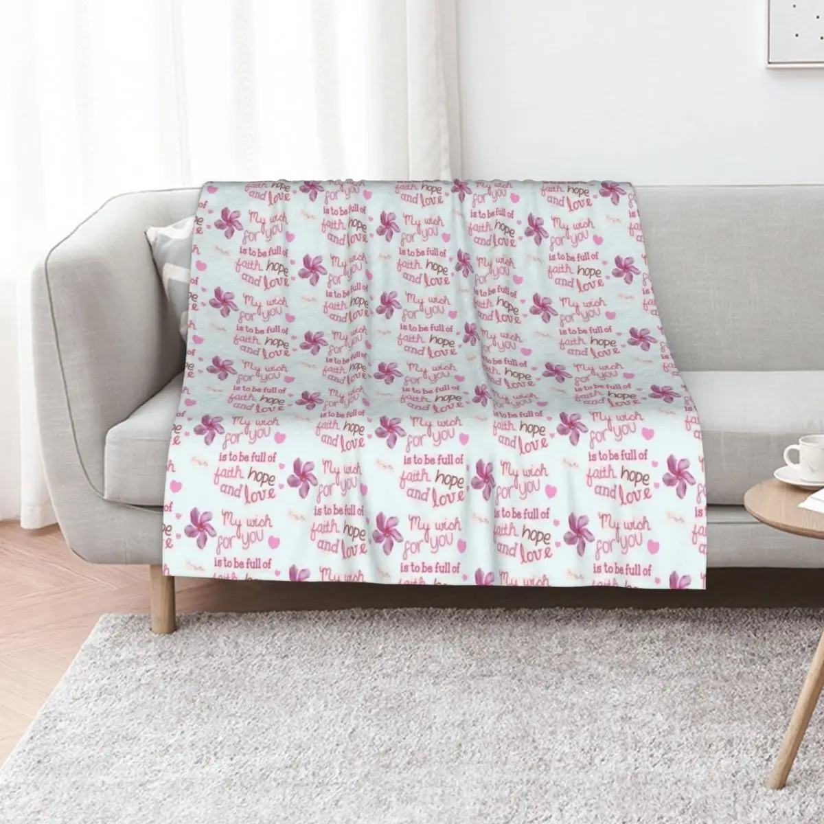 I wish for you to be full of faith, hope and love | Ordinary Holiness Collection | Elle Mognet Throw Blanket Kid'S Blankets