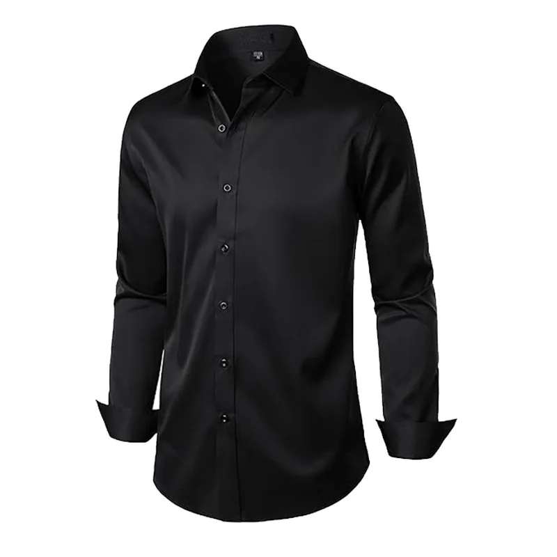 Men's Slim Fit Business Dress Shirt White Workwear Thickened Fleece Lined Nine-Quarter Sleeve  Collar Autumn Season