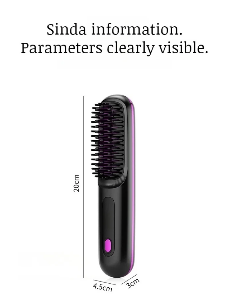 LCD Usb Rechargeable Portable Ceramic Heated Electric Comb LCD Wireless Portable Electric Comb