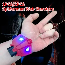 1PCS/2PCS Spiderman Web Shooters Cobweb Launcher String Magnetic Sensor Light, Spider Silk Launcher Wrist Toy for Birthday Gift