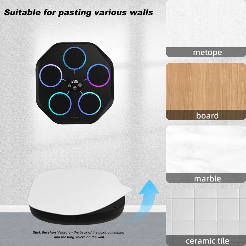 Music boxing machine, Wall mounted intelligent Bluetooth music boxing trainer with boxing gloves,