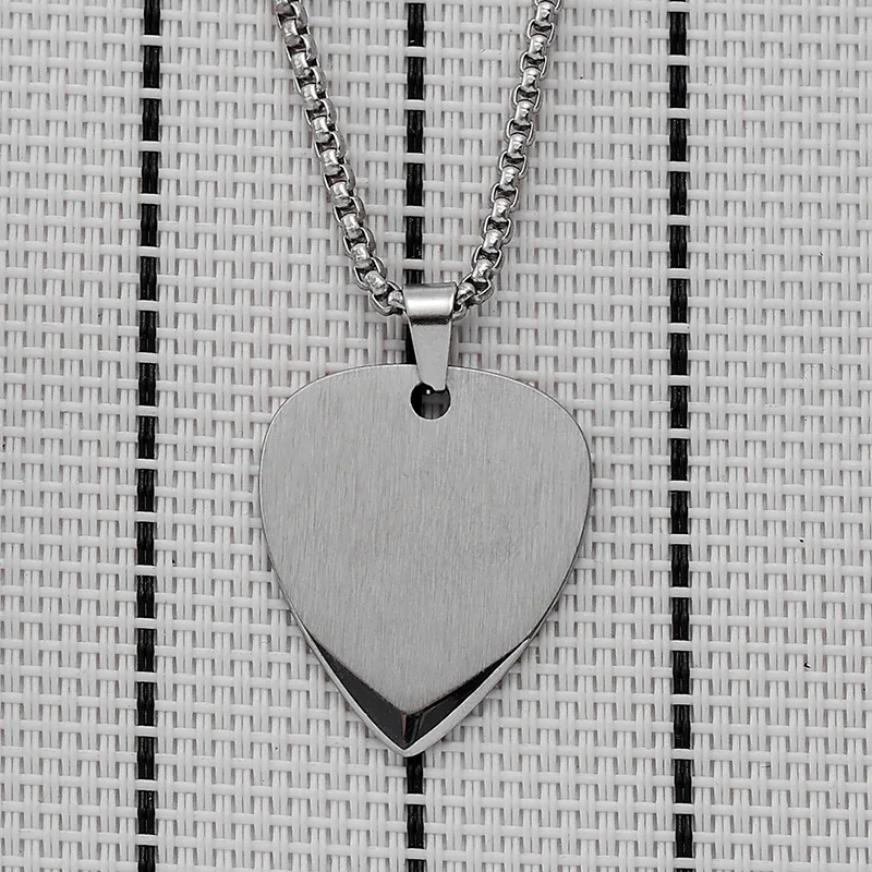 WLP Fashion Guitar Pick Personalized Pendant Stainless Steel Necklace for Men Women Custom Text Pattern Collar Necklace Jewelry