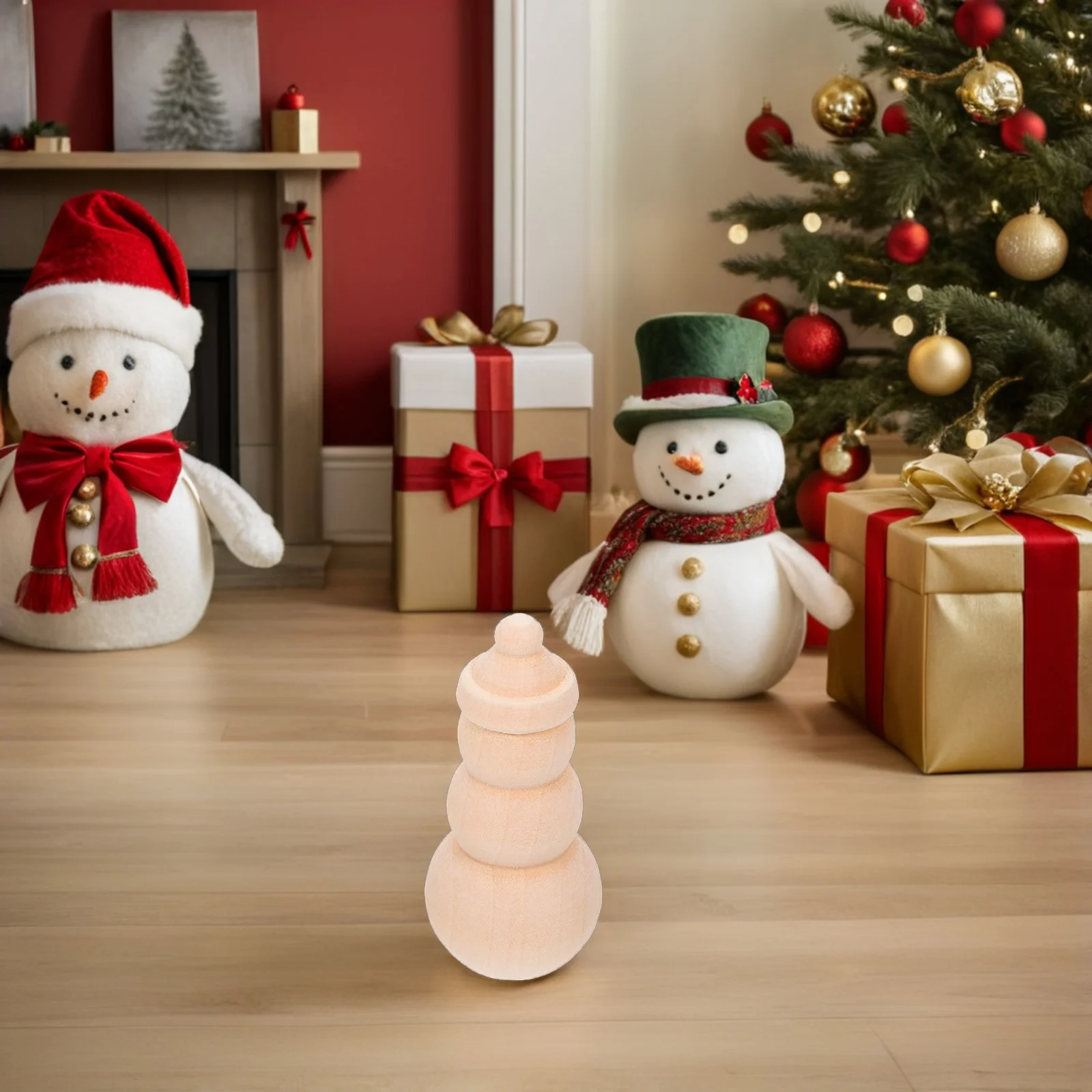 

10Pcs DIY Wooden Christmas Snowman Puppets Blank Mini Peg for Children Art Craft Party Favors Home Holiday Decoration