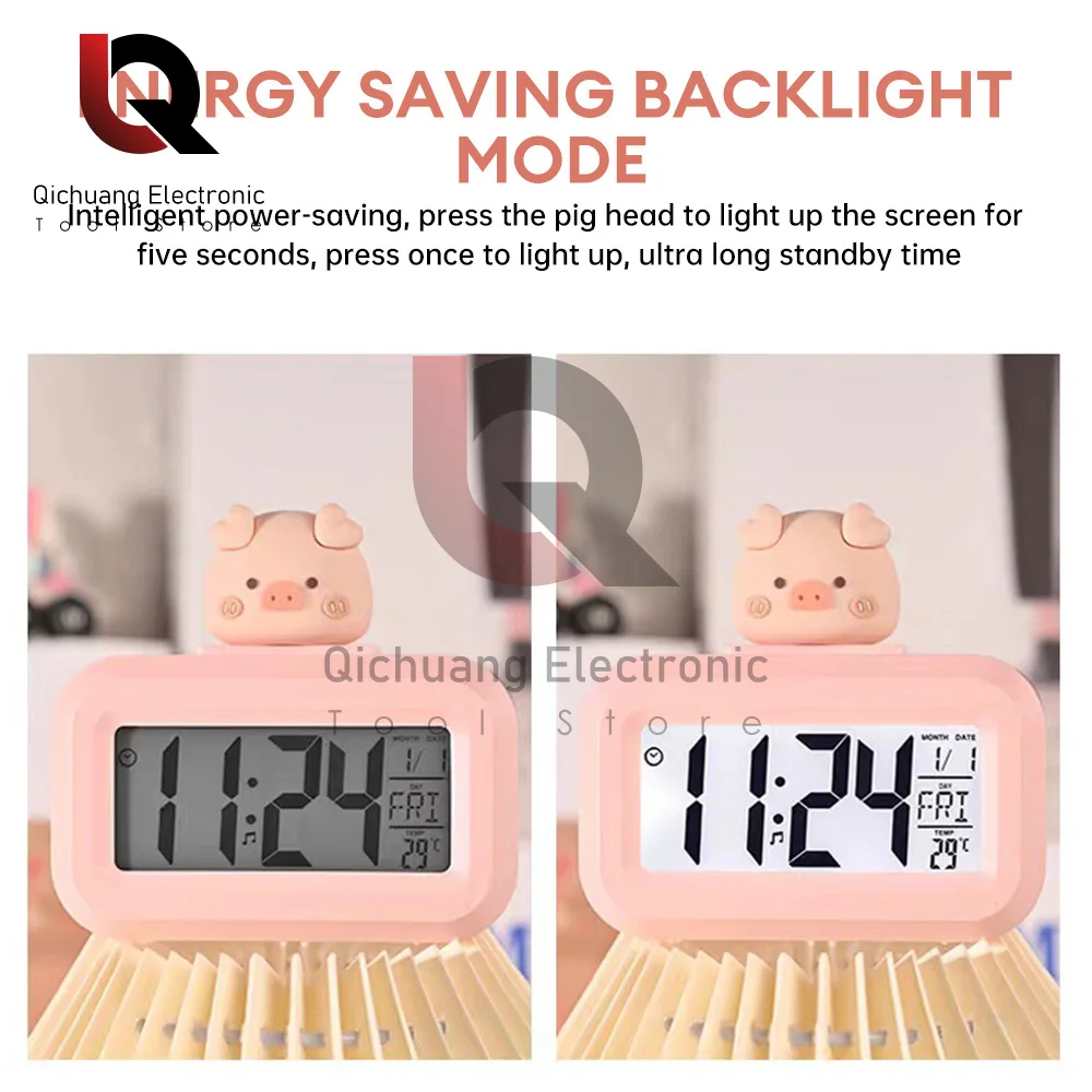 1Pc Digital Alarm Clock With Calendar Thermometer Multi Functional Mini Indoor Alarm Clock Timer Temperature Monitor Household