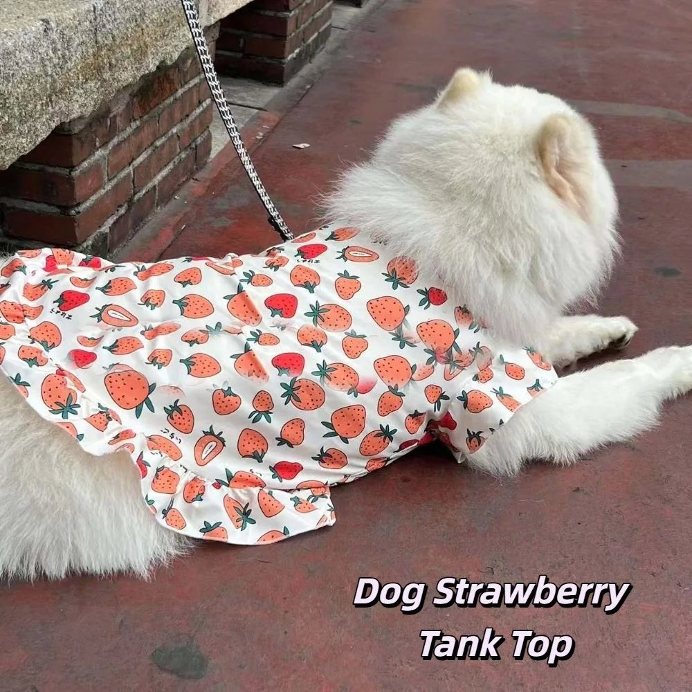 

Strawberry Print Dog Cute Vest Top Breathable Big Size Dog Costumes Sweet Thin Shirts Dog Sun Protection Clothing