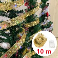 Aswesaw Christmas Tree Decoration 10m LED ribbon Fairy Lights Strings Christmas Ribbon With LED Navidad New Year 2023 Home Decor