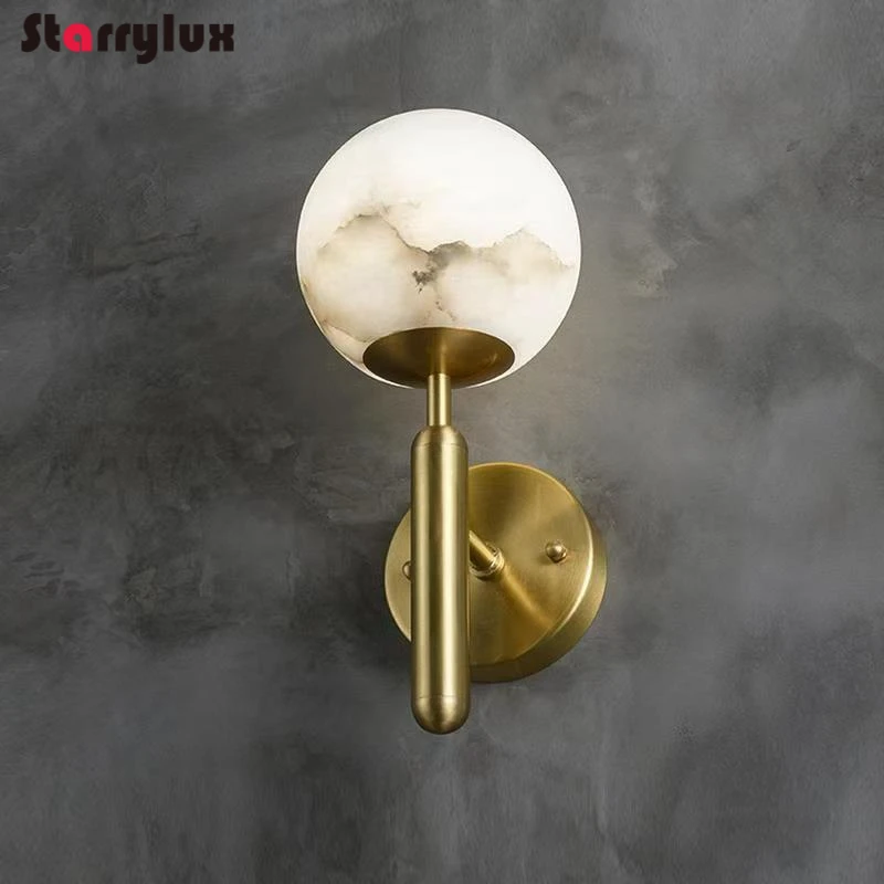 

Luxury Marble & Brass Wall Sconce for Hotel Bathroom Living Room Bedroom Boutique Decor