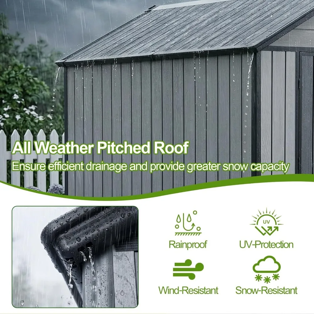 

6 x 7.5 FT Outdoor Resin Storage Shed with Reinforced Floor, Windows, Mesh Vents and Lockable Door, Heavy-Duty, Customized
