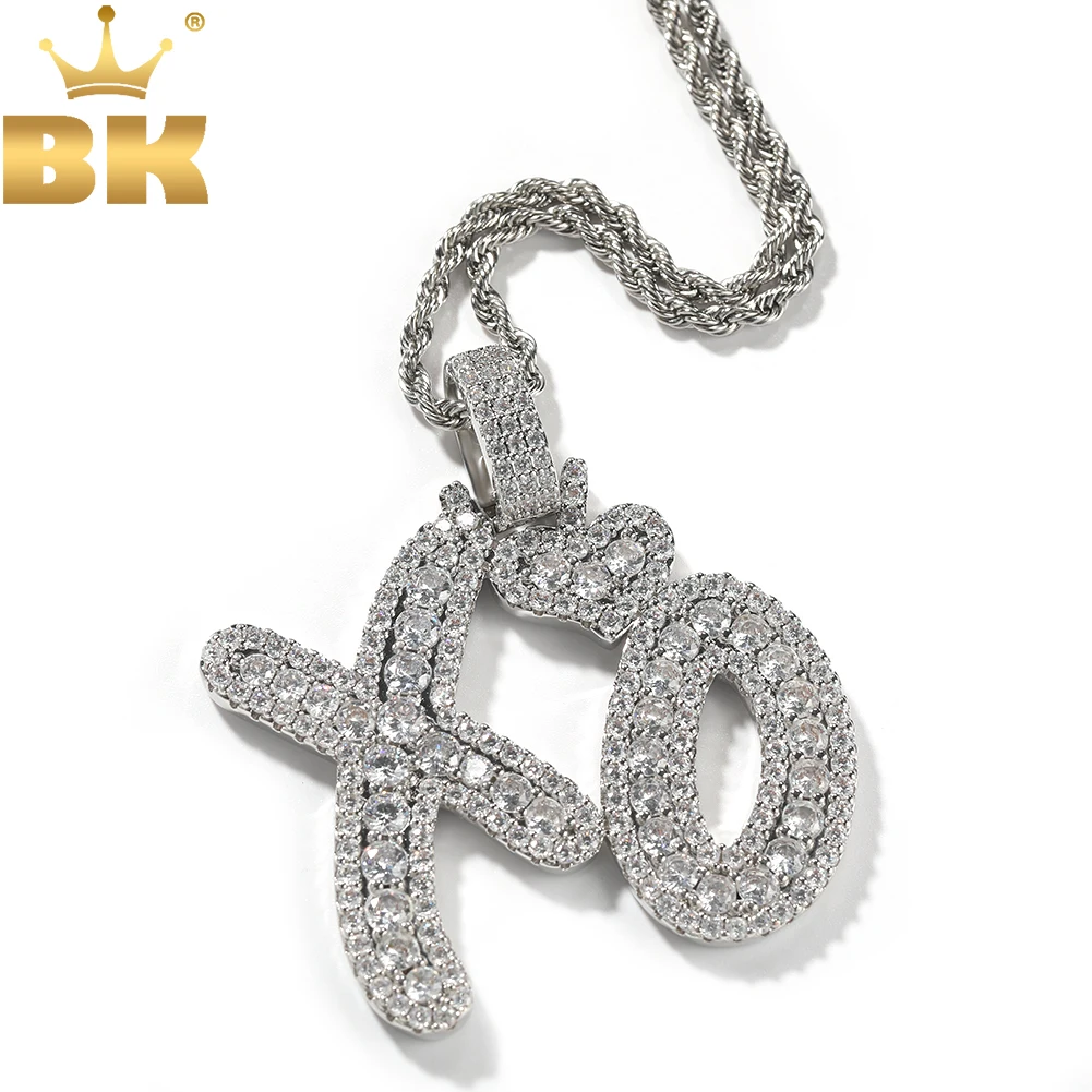 

THE BLING KING Iced Out Cluster Hugs Kisse Xo Charm Pendant Micro Paved Out CZ Pendant Necklace For Gift Hiphop Jewelry