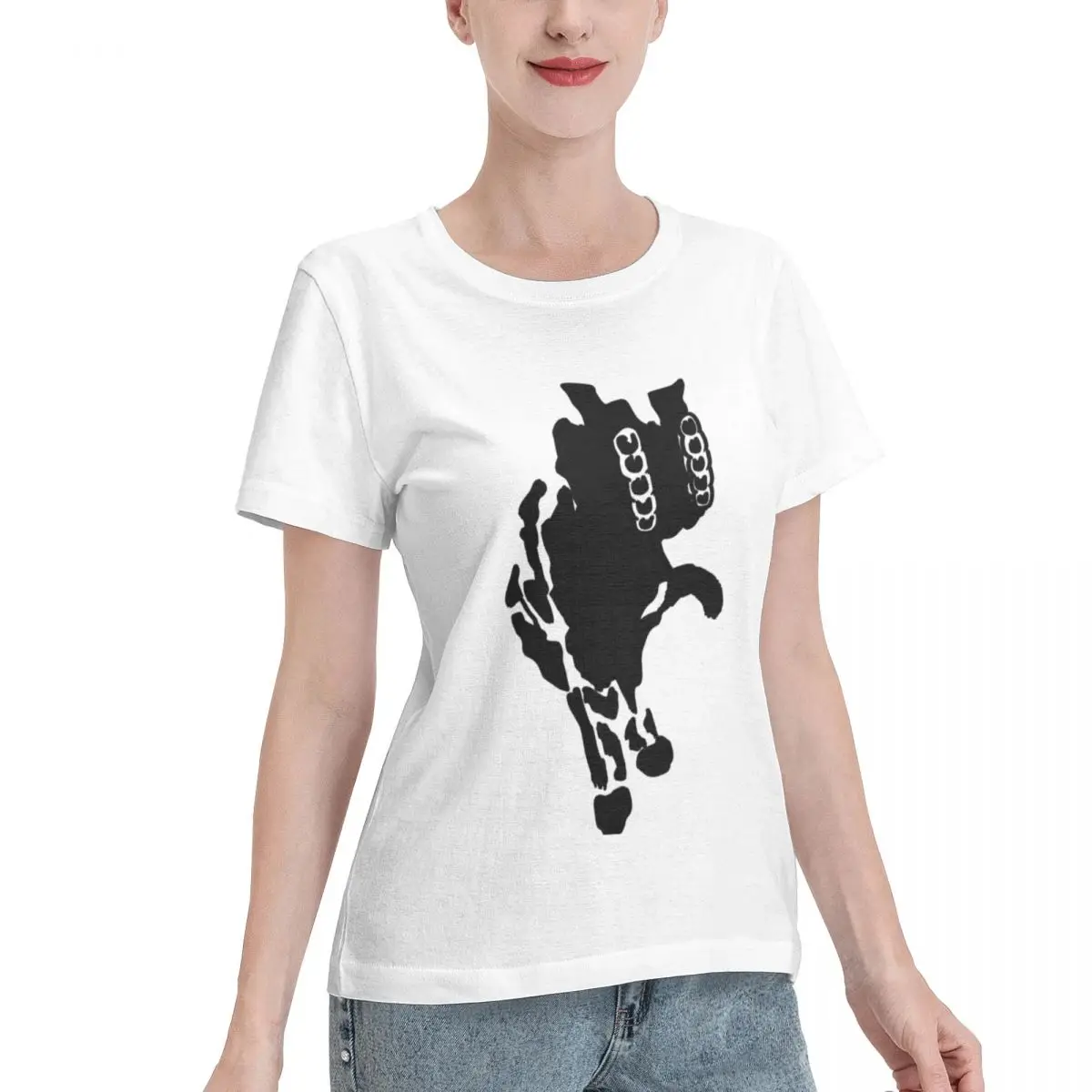 Soft Comfy Silhouette Of A Cat Black Cat Blurry Cat In Abstract Motion Psychedelic Women's T-shirt Punk Summer Women Top