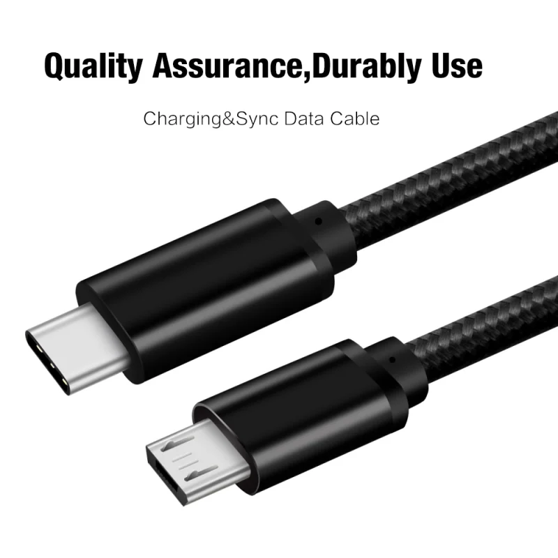 Braided Usb-C To Micro Usb Cable 0.3M 1M Type C To Micro Usb Otg Sync Data Cord Charging Cable for Samsung Macbook Headphone