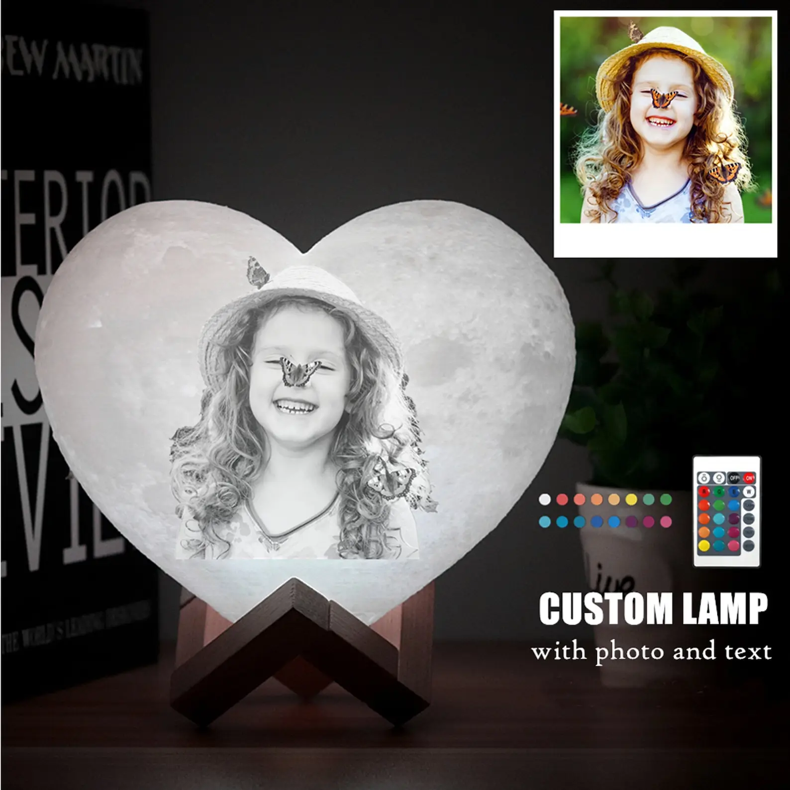 Imagem -02 - Lâmpada de Lua Personalizada com Texto Fotográfico Formato de Coração Luz Noturna de Lua Impressa em 3d Presentes Personalizados para Aniversário Dia das Mães do Pai