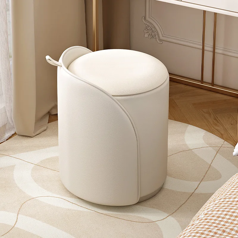 

Girls' bedroom modern simple solid wood dresser chair light luxury high-end small round stool