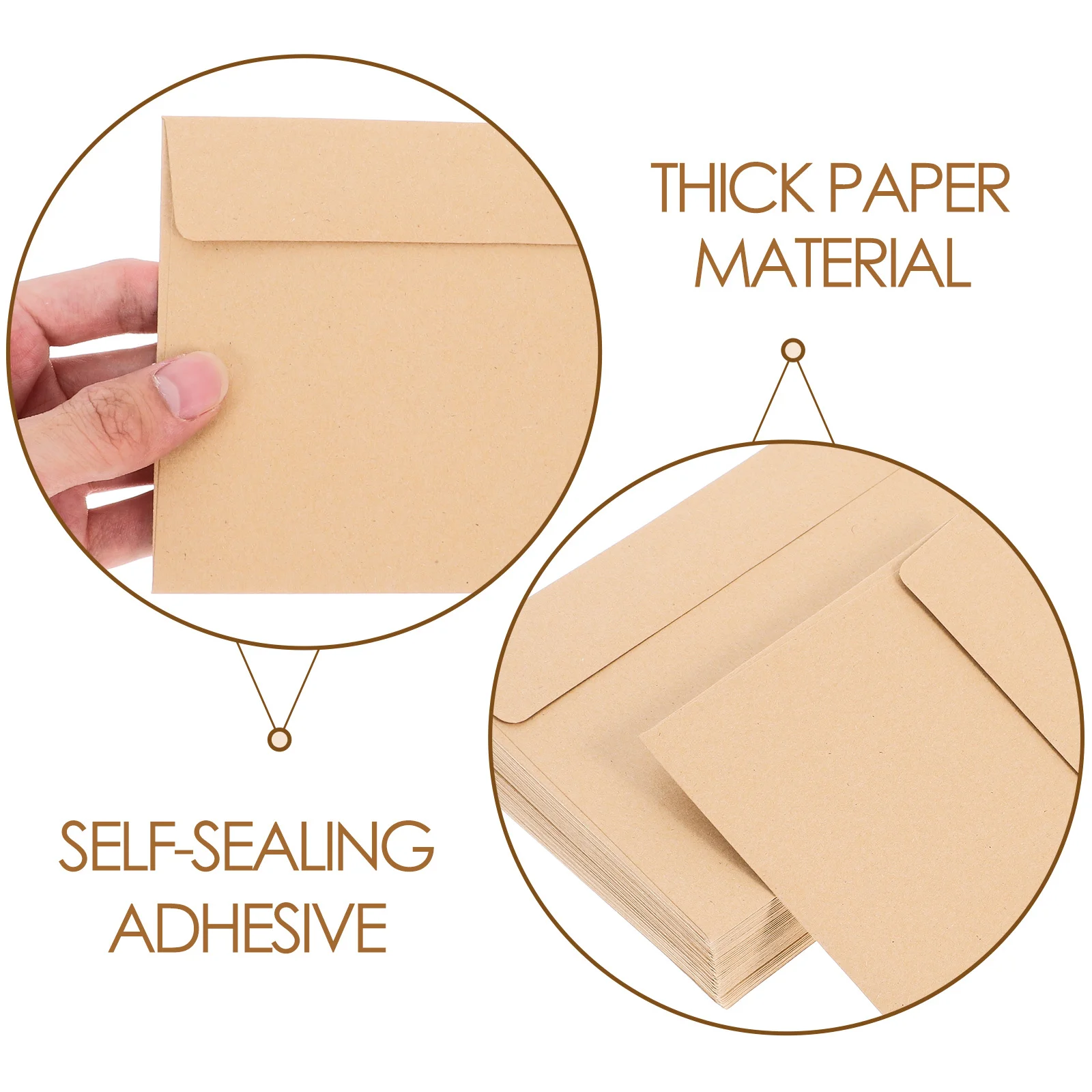 50개 셀프 실링 크래프트 봉투 소재 인사말 카드 초대장 문서 사진용 빈 표면