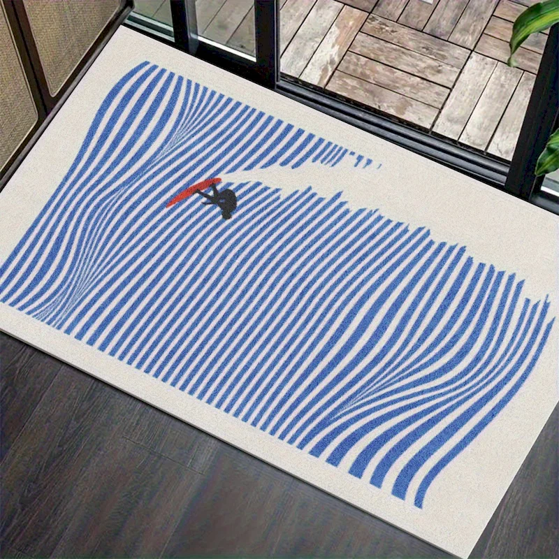 VIKAMA Surfing Wave Pattern Carpet Soft And Non Slip Floor Mat Entrance Water Absorbing Surfing Print Carpet Home Decoration