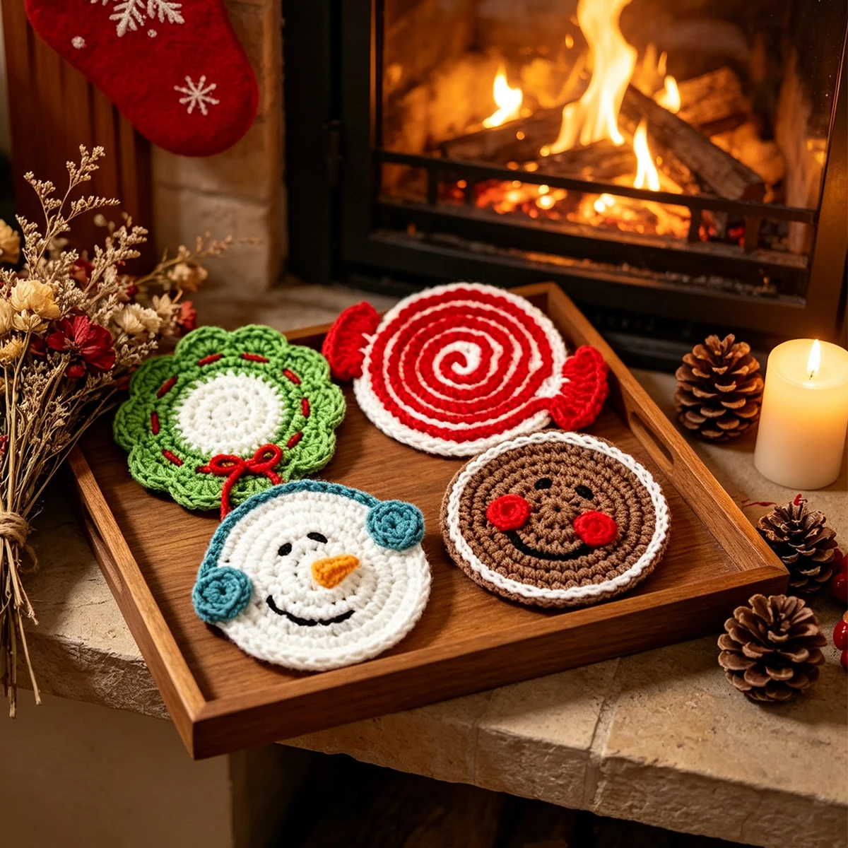 DIY Christmas Snowflake Drawstring Storage Pouch Crochet Kit (Not a Finished Product), Includes a Full Set of Yarn, Crochet Tools, and Detailed Visual Tutorials, Classic Christmas Red and Green Color Scheme, Three-Dimensional Snowflake Decoration, Drawstring Closure Design, Can Be Used to Store Headphones, Jewelry, and Small Accessories Suitable for Christmas, Thanksgiving, and New Year Crafts, Beginner-Friendly, Stress-Relieving Handmade Knitting Kit, DIY Holiday Storage Bag, Can Be Used as a Creative Holiday Gift.