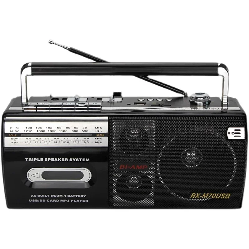 RX-M70USB Portable Vintage Retro USB AM/FM/SW Multiband Radio Stereo Wireless Bluetooth Boombox MP3 Audio Cassette Tape Player