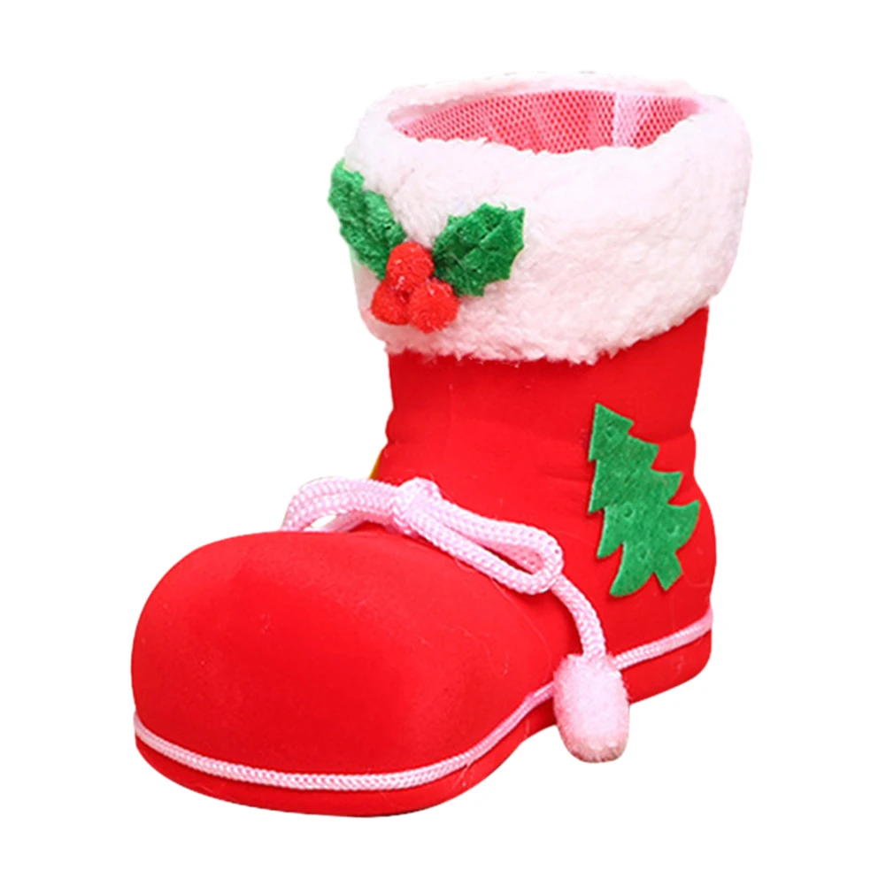 Botas de Papá Noel de Navidad, botines creativos de almacenamiento de azúcar, suministros de decoración del hogar, Mini Festival temático