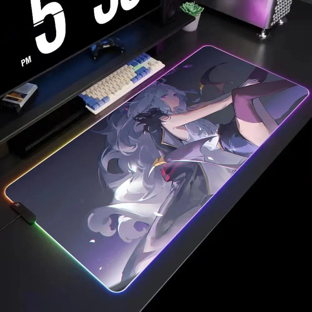 

Игровой коврик для мыши Hina Blue Archive RGB с подсветкой, светодиодный коврик для стола, аксессуары для геймеров, большой коврик для мыши
