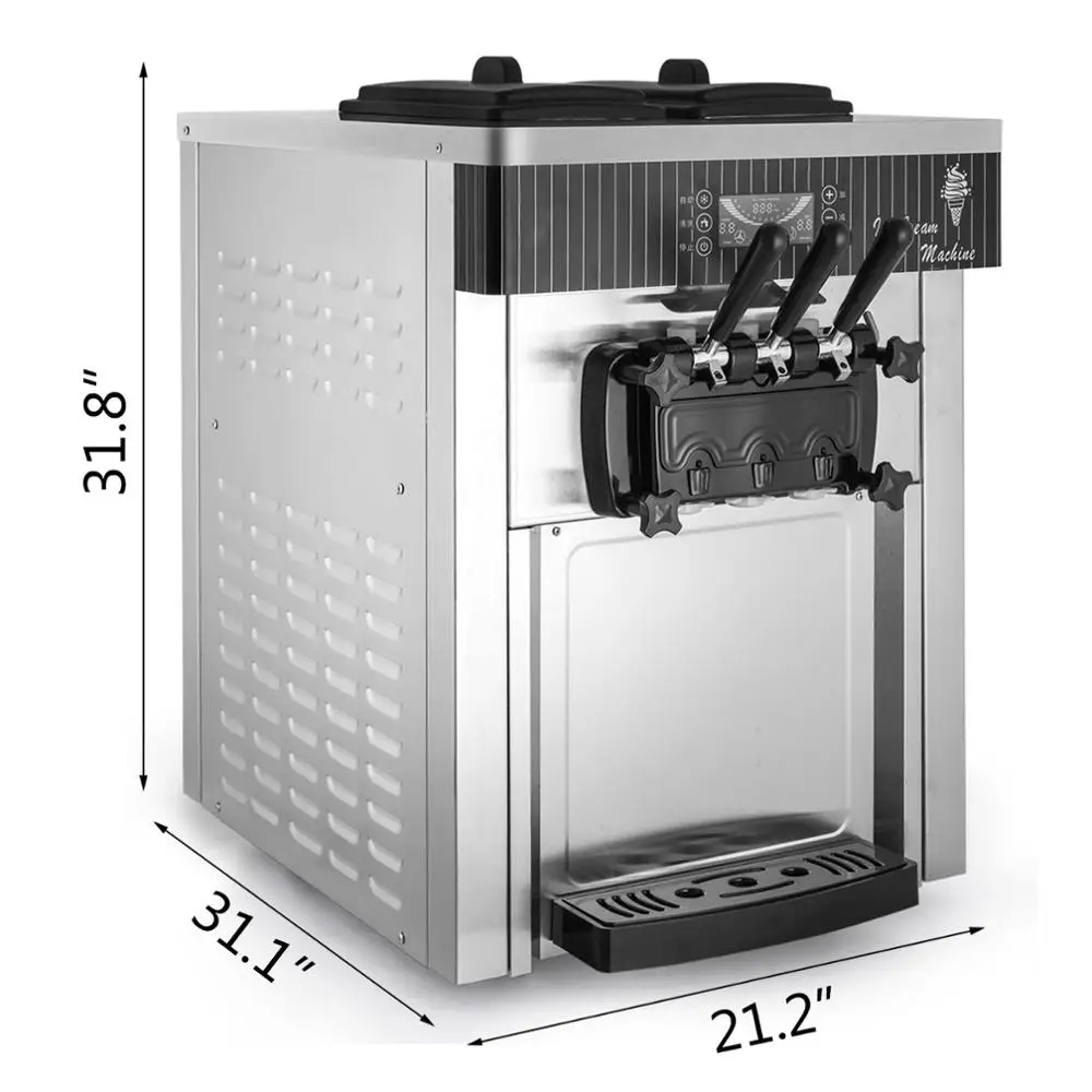 2200W Countertop Soft Ice Cream Machine Commercial YKF-8218T With 2+1 Flavors   Maker