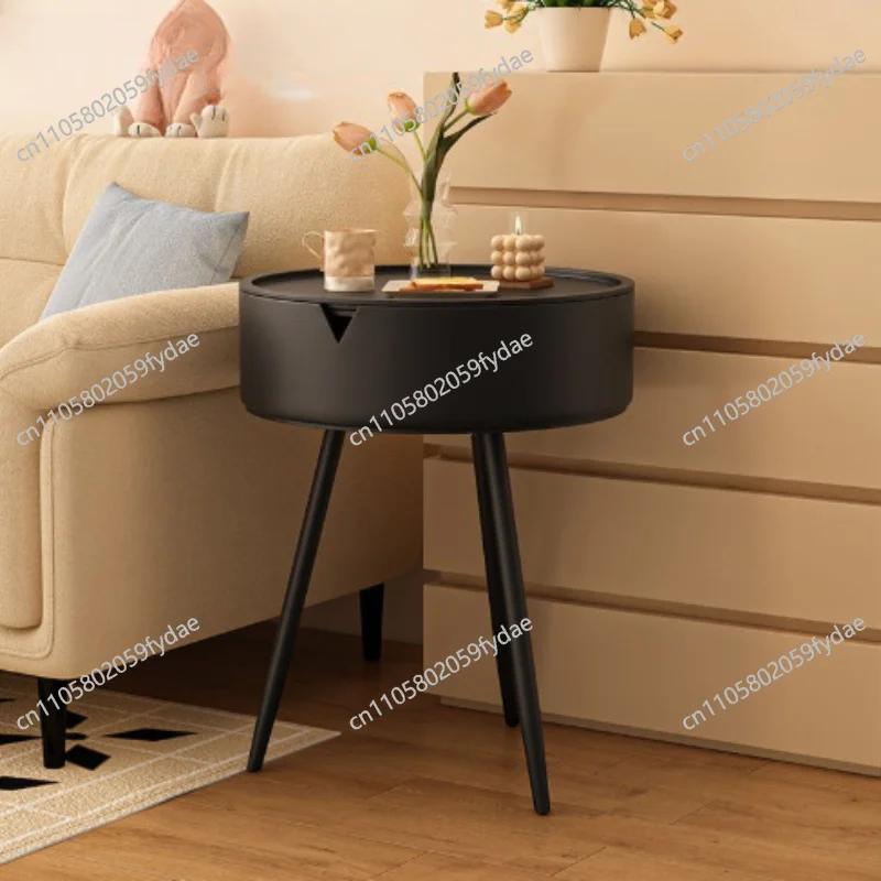 

Round Nightstand with Storage - Bedside Table for Bedroom, Small Side Table for Living Room/Balcony