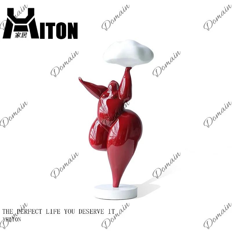 Abstract Cloud Chubby Girl Sculpture Living Room Entryway Creative Figurine Art Decor