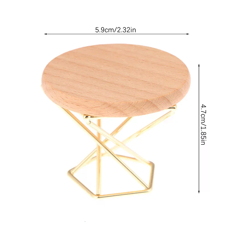 1/12 Dollhouse Simulation Coffee Table Round Tea Table Model Funiture Accessories For Doll House Decor Kids Pretend Play Toys