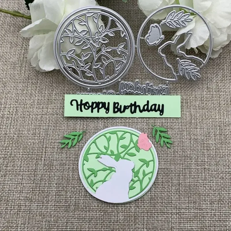 

Happy birthday letters bunny Metal Cutting Dies For DIY Scrapbooking Decorative Embossing Handcraft Die Cutting Template Mold