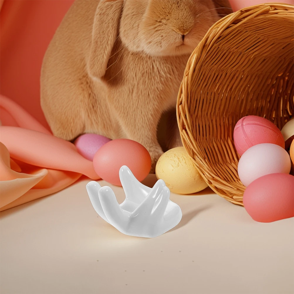 

4 Pcs Hand-shaped Egg Cup Holder Storage for Kitchen Eggs Rack Counter Ceramics Easter Display Stand Holders Chicken Office