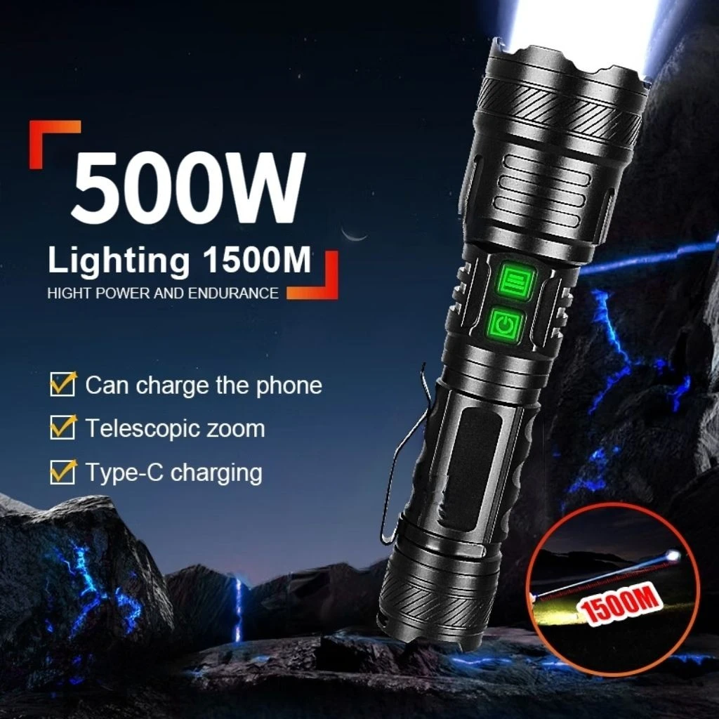 2025 Rechargeable Flashlight Ultra-Bright Portable Ultra-High Power Tactical Flashlight Outdoor Emergency Torch Camping Lantern