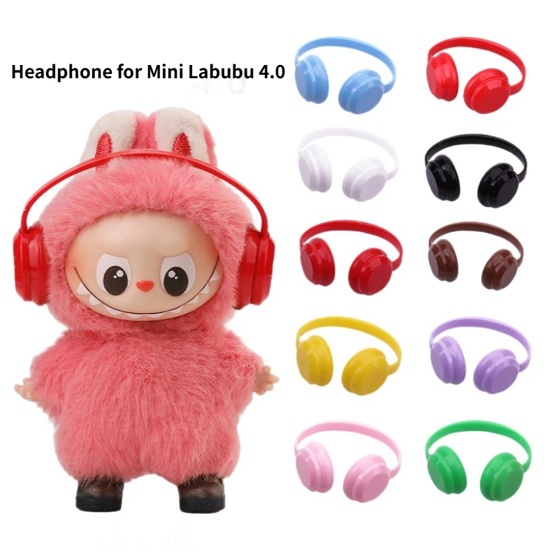 

Headphones For 10cm 4th Gen Mini Labubu Heart Code Vinyl Doll Cute Miniature Earphone Accessory for Display Collection Photograp