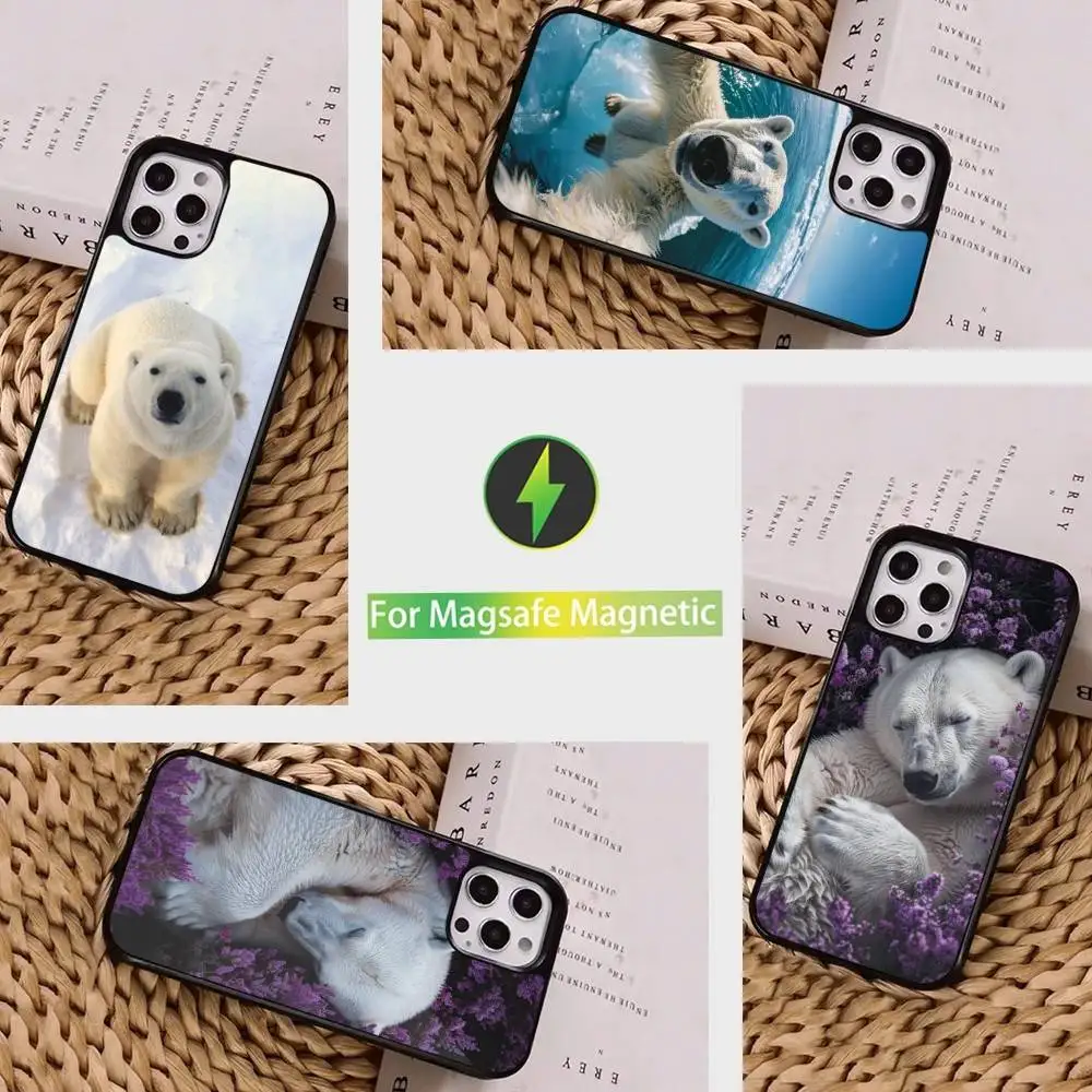 

Cute Polar Bear Animal Phone Case For iPhone 16,15,14,13,12,11,Pro,Max,Plus,Mini, Magsafe,Magnetic Wireless Charging Case