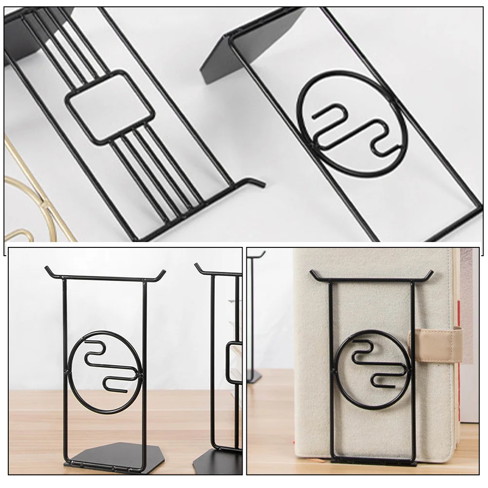 

2Pcs Metal Bookends Chinese Style Decorative Organizers for Shelves Home Office Study Elegance Iron Material Books Magazines