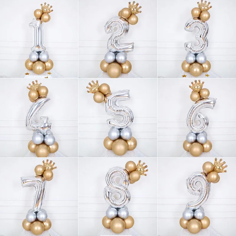 Balões para Crianças, Látex, Suprimentos Metálicos, 1 °, 1, 2, 3, 4, 5, 6, 7, 8, 9 Anos, Happy Birthday Number, Menino, menina, primeira festa decoração