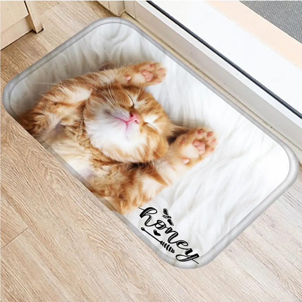 

40*60 cm Floor Mat Cute Dogs Cats Door Anti-Slip Area Rug Doormat Entrance Carpet Home Accessories felpudo коврик входной двери