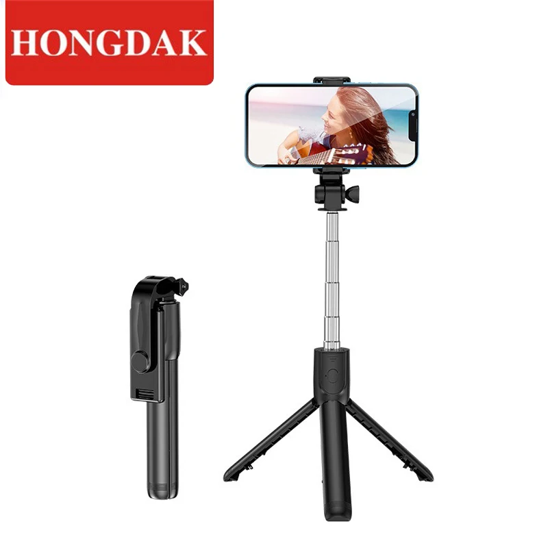 Tripod tongkat swafoto ponsel Bluetooth, tongkat dudukan ponsel portabel Remote nirkabel multifungsi dapat diperpanjang Video Streaming langsung