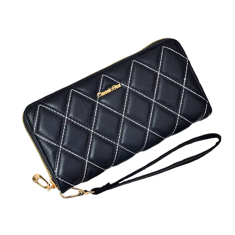 Damesportemonnees Diamant Effen Kleur Eenvoudig Modieus Elegant Veelzijdig Lange portefeuilles Multifunctionele kaarttassen Portemonnees