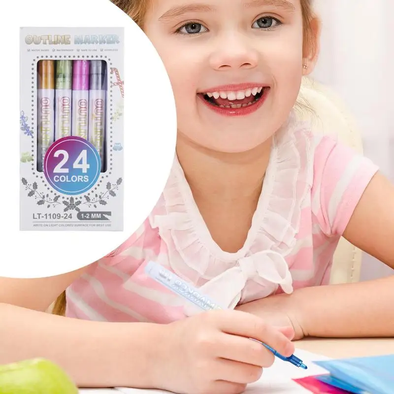 أقلام لامعة لسكرابوكينغ ، علامات فنية ، أقلام حرفية ، كتابة بطاقات عيد الميلاد ، رسم تحية عيد الميلاد ، 24 لونًا