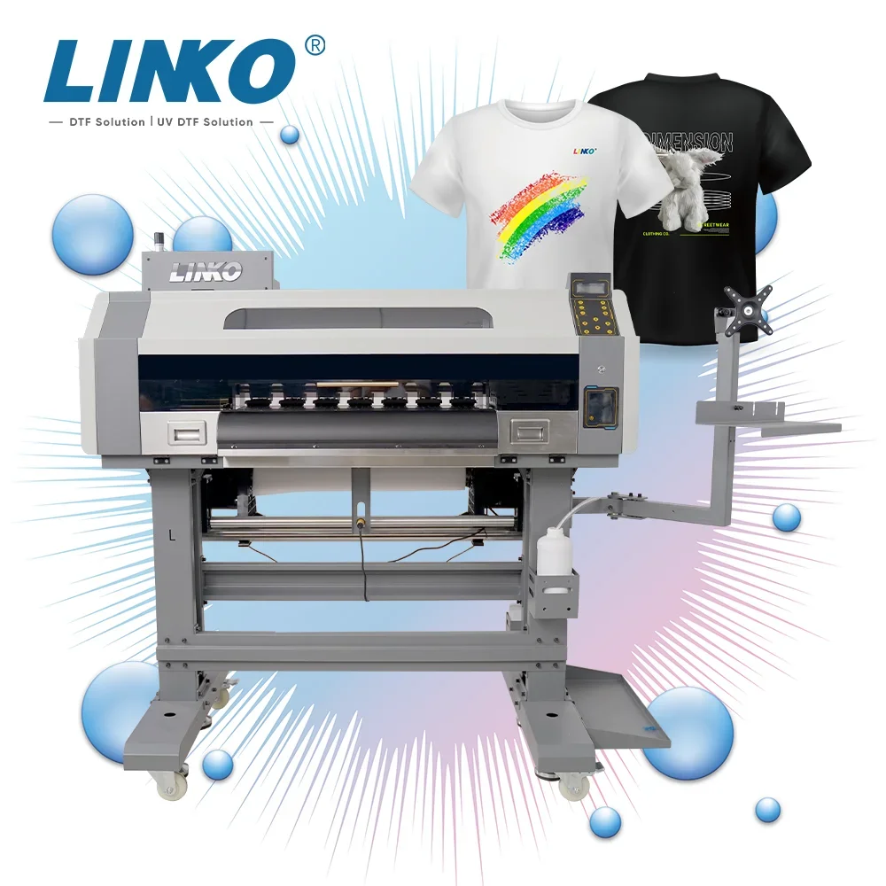 LINKO 4/8 Colors 24inch A1 DTF Printer Dual I3200 Print Head DTF Printer Printing Machine For Cotton T-shirt Printing