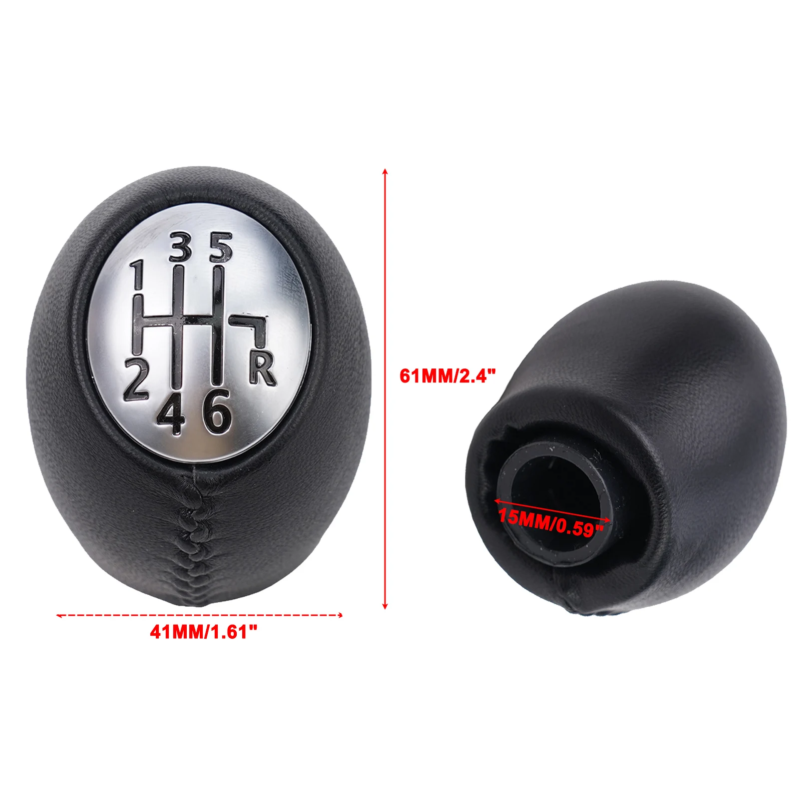 Height of 61mm and Inner Diameter of 15mm 6 Speed Gear Shift Knob for Renault Megane Scenic Laguna Espace Master Trafic