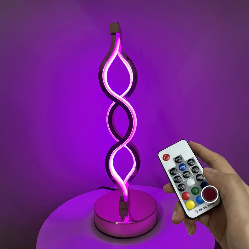 Rgb Color Lamp Twist Shaped Aluminum Remote Control To Adjust Color Light