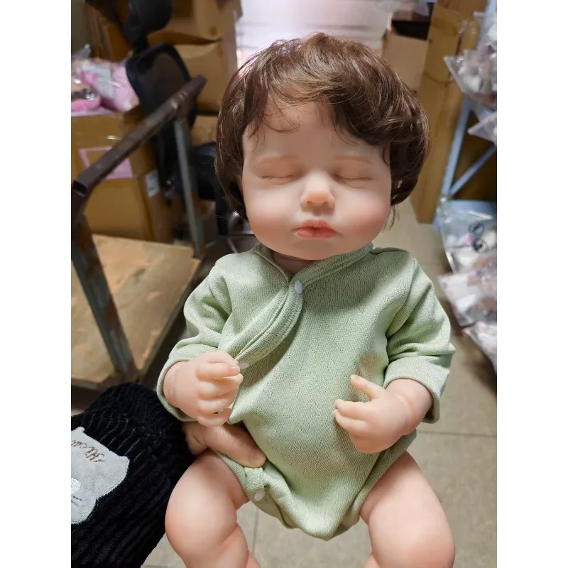 49cm Full Vinyl Girl Body Silicone Reborn Doll Loulou with Hand Rooted Hair 3D Skin High Quality Gift
