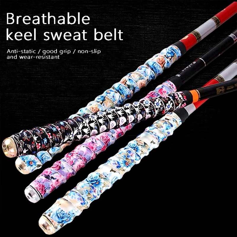 5Pcs No-Slip Fishing Rod Sweatband Breathable Badminton Tennis Racket Handles Tapes Sweatband Fishing Accessories