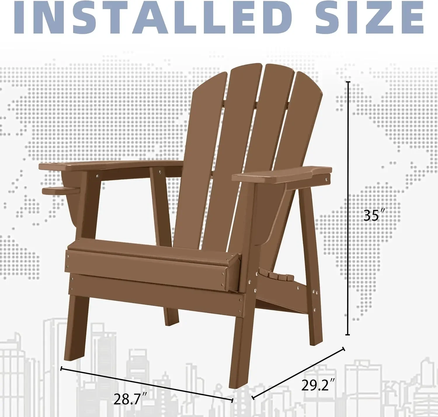 Sillas, silla Adirondack para todo tipo de clima, sillas para fogones (1, teca)